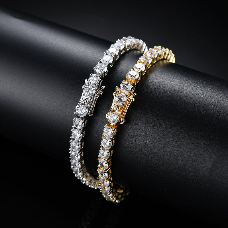 Bracelet Hip Hop en Cuivre Zirconium, Simple Rang, Type Tennis