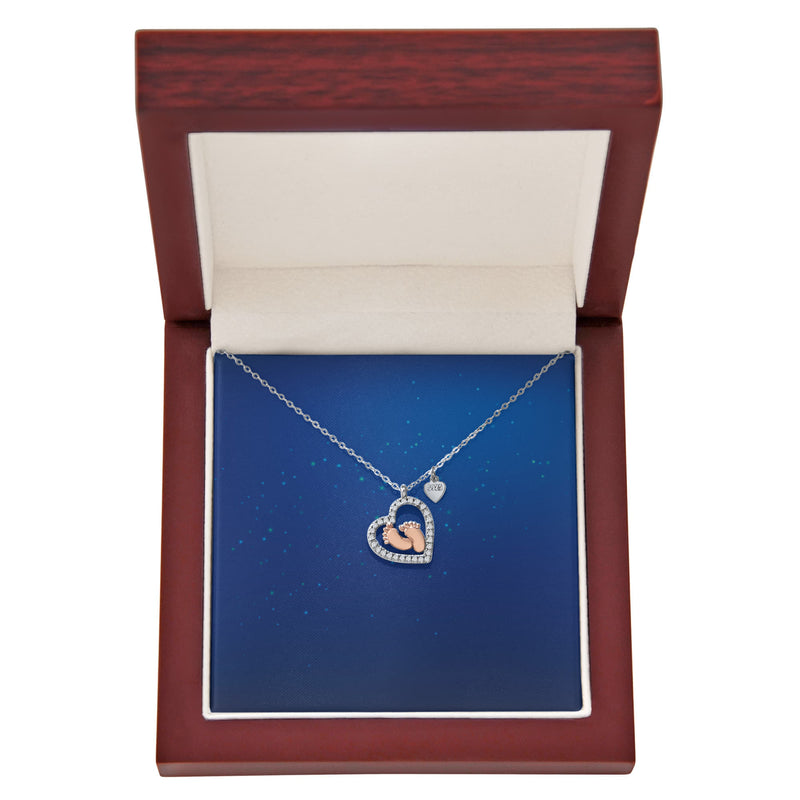 Baby Feet Heart Necklace